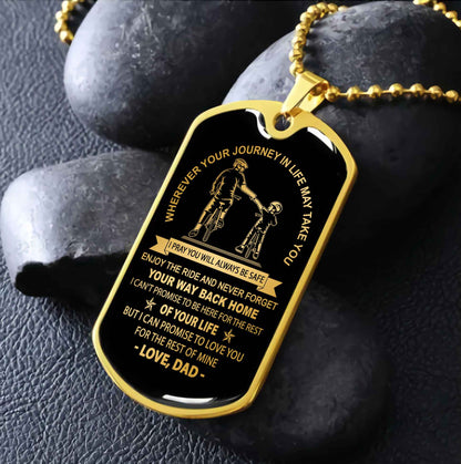DRB Military Chain 18K Gold Plated Silver Plated To My Son Never Forget Your Way Back Home