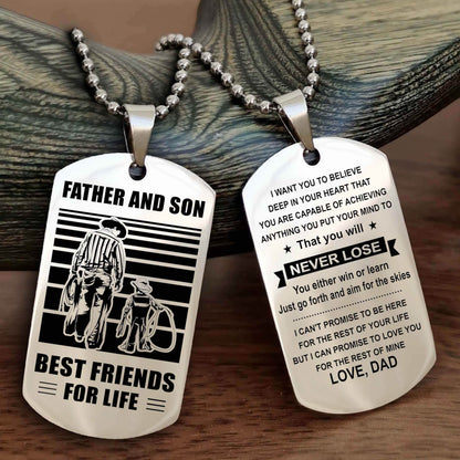 Cowboy Personalized Double Sided Dog Tag To My Son I Love You - You Will Never Lose You Either Win Or Learn From Dad To Son
