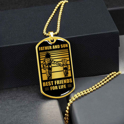 KN Military Chain Silver Plated 18K Gold Plated Father And Son Best Friend For Life Gift For Your Son