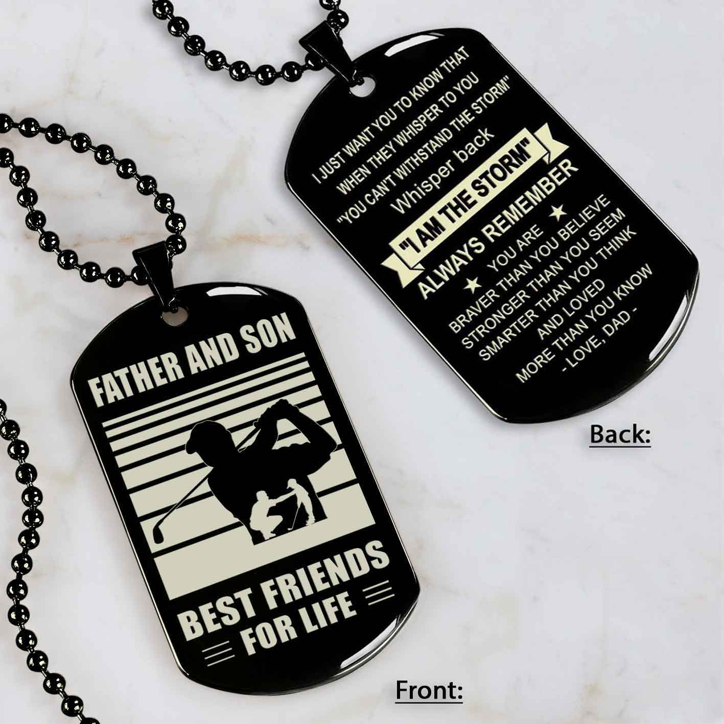 Basketball Personalized Double Sided Dog Tag Father And Son Best Friends For Life Message on the back side New Version