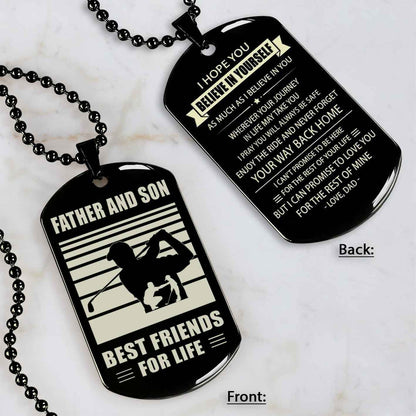 Basketball Personalized Double Sided Dog Tag Father And Son Best Friends For Life Message on the back side New Version