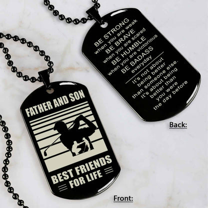 Basketball Personalized Double Sided Dog Tag Father And Son Best Friends For Life Message on the back side New Version