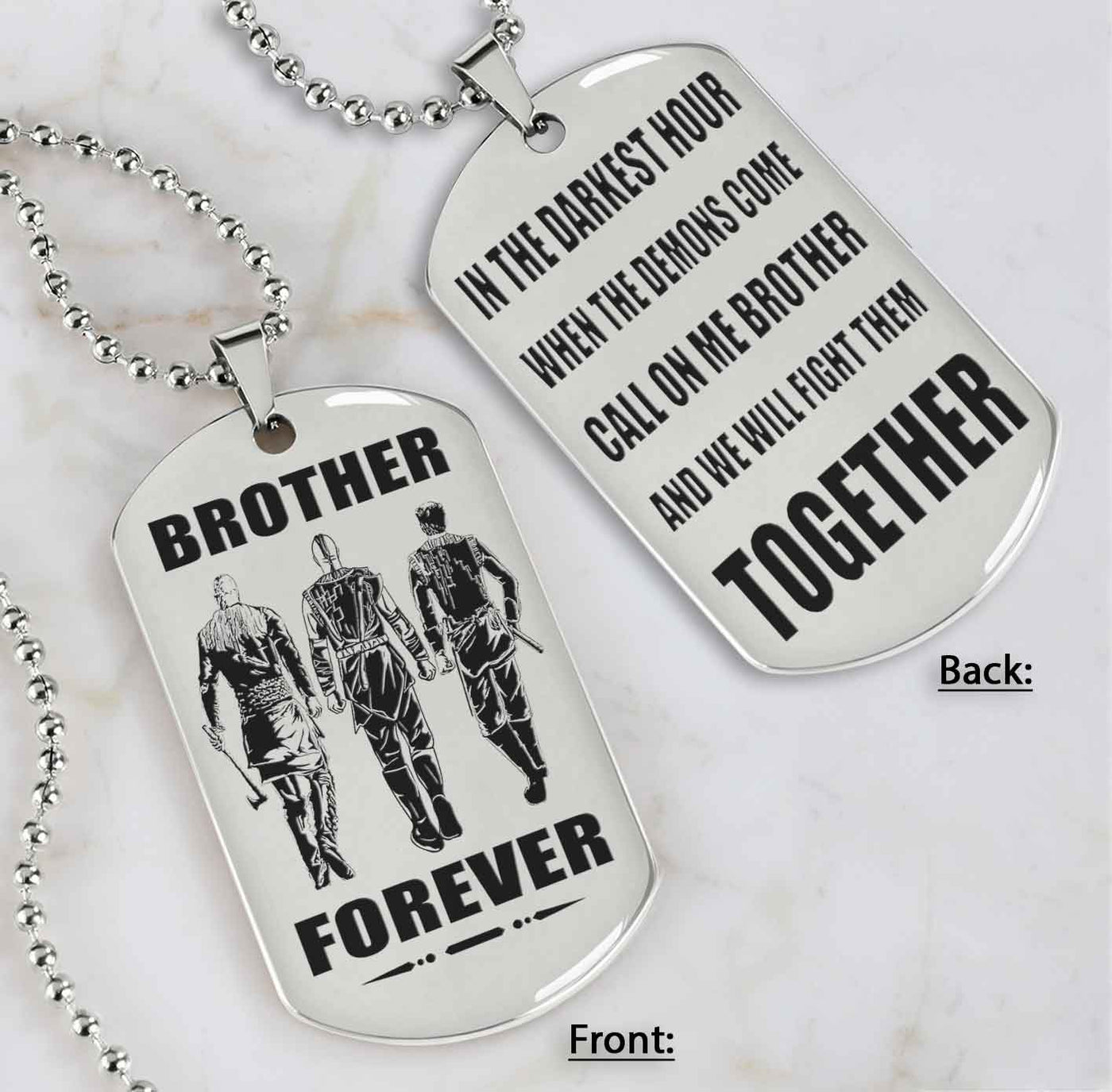 Customizable engraved black dog tag double sided gift from brother, brother forever