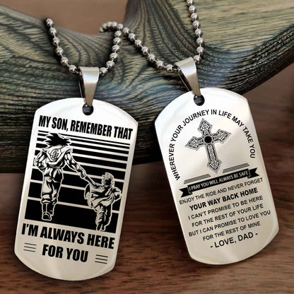 DRB Cross Double Sided Dog Tag My Son Remember That - Gift For Son Enjoy The Ride Never Forget Your Way Back Home