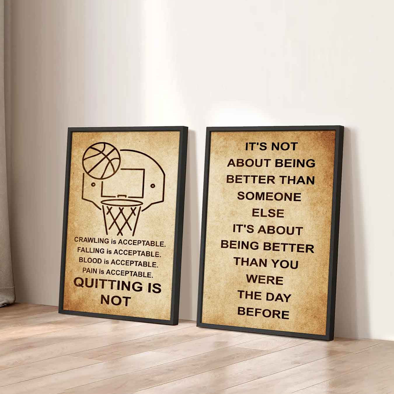 Combo 2 DRB Poster Canvas Quitting Is Not - It's Not About Being Better Than Someone Else It's About Being Better Than You Were The Day Before