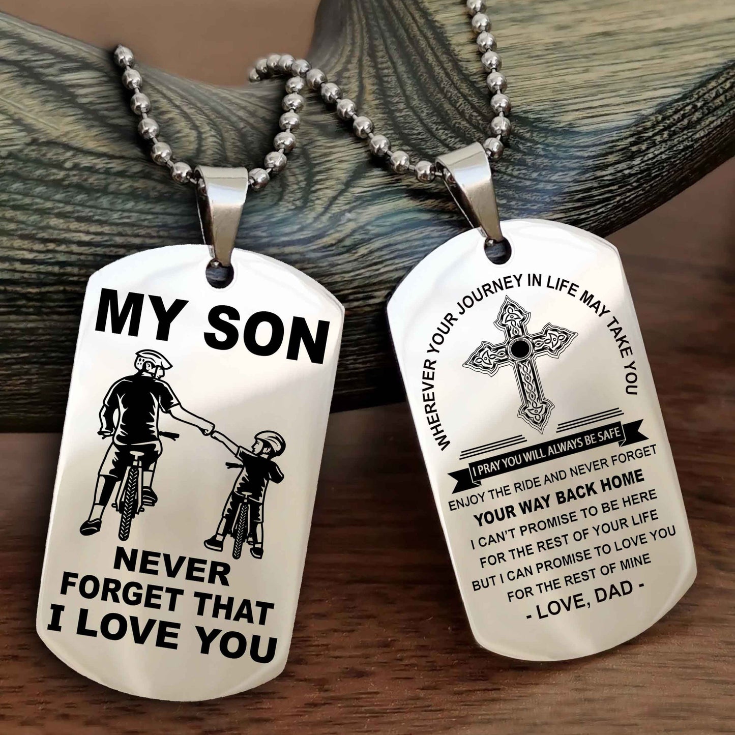 Knight Templar Cross Double Sided Dog Tag To My Son Never Forget That I Love You - Gift For Son Never Forget Your Way Back Home