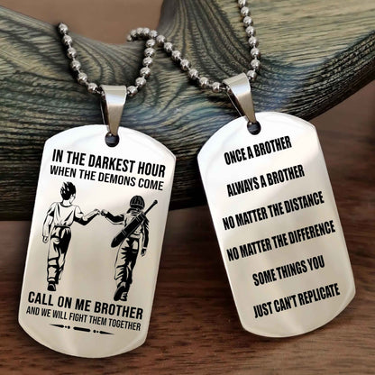 Customizable engraved dog tag double sided gift from brother Once A Brother Always A Brother