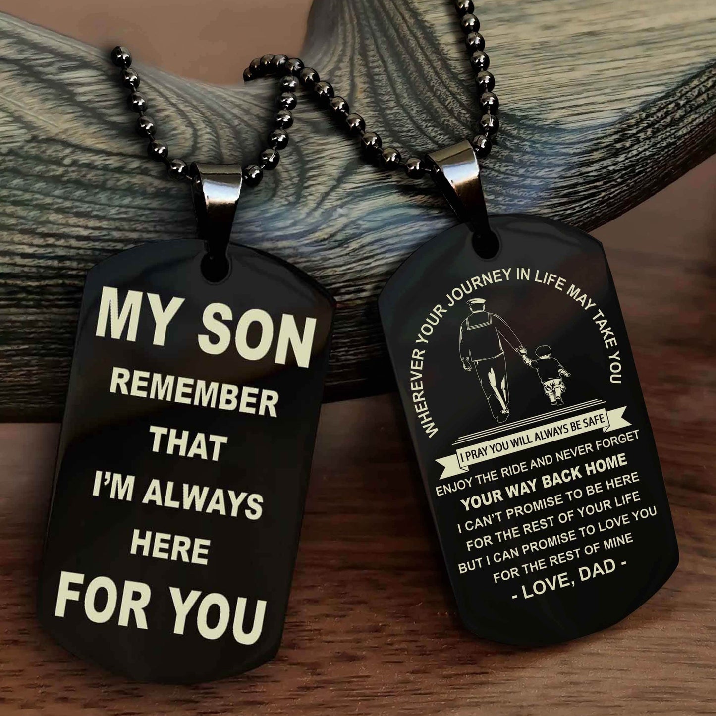Knight Templar Double Sided Dog Tag My Son Remember That I'm Always Here For You - Enjoy The Ride And Never Forget Your Way Back Home