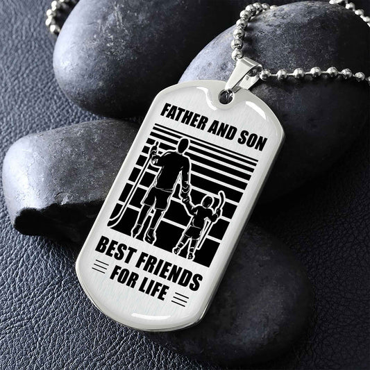 VGT_TRL Military Chain Silver Plated 18K Gold Plated Father And Son Best Friend For Life Gift For Your Son