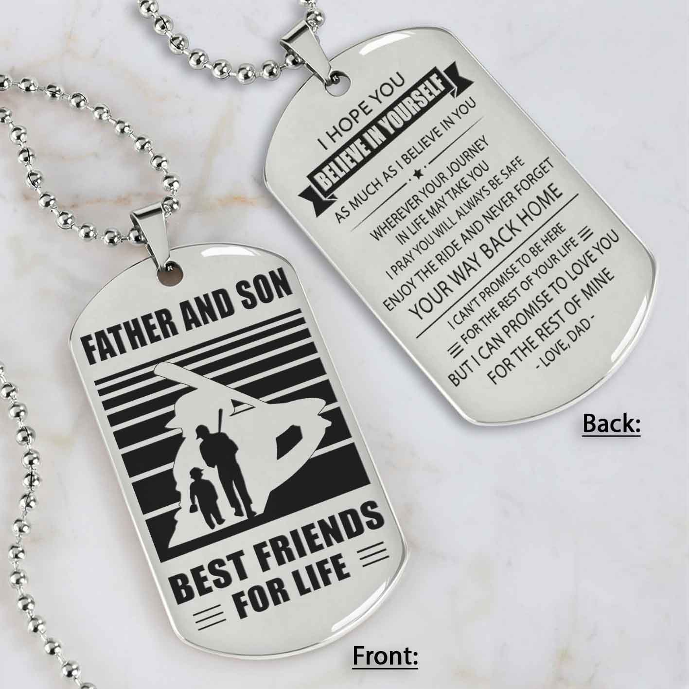 Silver Version Basketball Personalized Double Sided Dog Tag Father And Son Best Friends For Life  Message on the back side