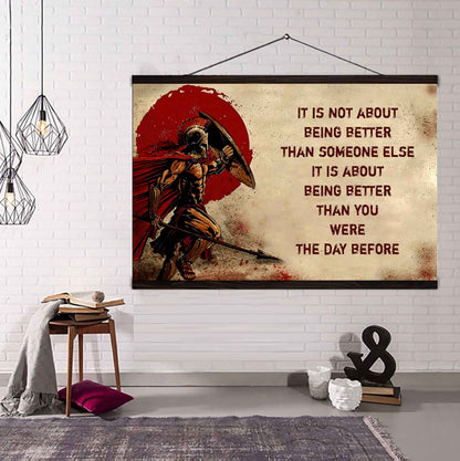 Knight Templar Poster Canvas It's Not About Being Better Than Someone Else Best Gifts Motivation Quotes