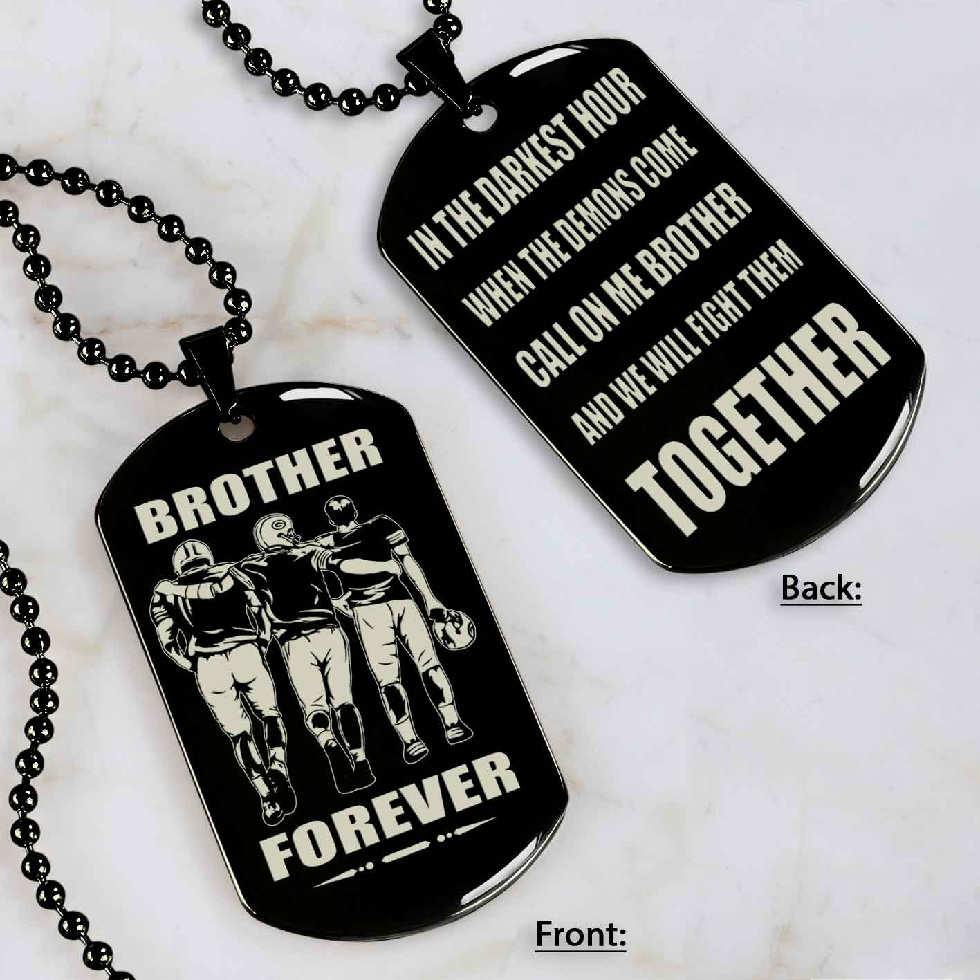 All Team engraved double sided dog tag call on me brother gift for brother dog tag for brother