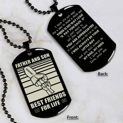 Family Fist Bump Team 2 Personalized Double Sided Dog Tag Father  And Son Best Friends For Life - Message on the back side