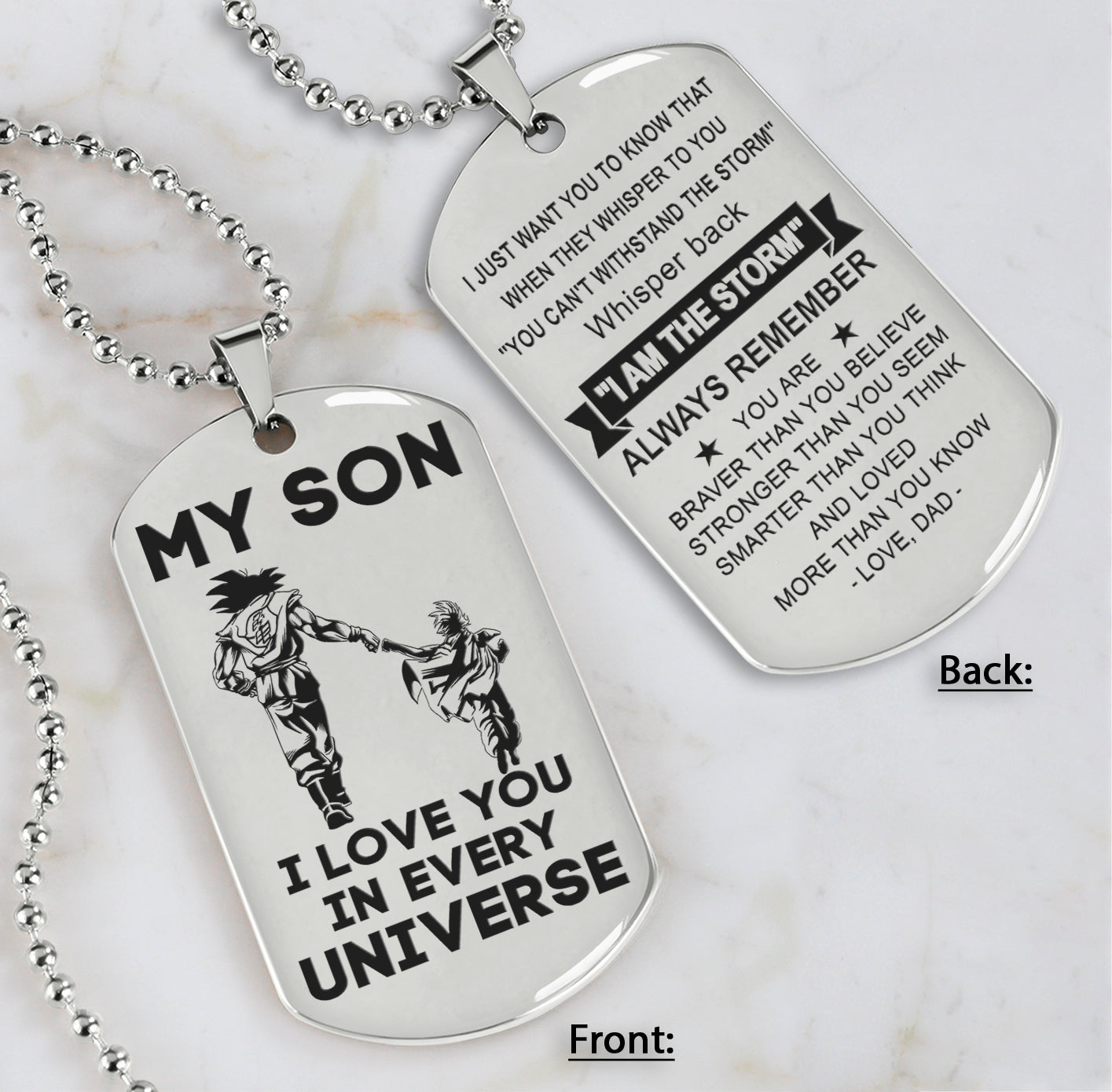 DRB Personalized Double Sided Dog Tag To My Son Never Forget That I Love You - Whisper Back I'm The Storm