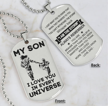 DRB Personalized Double Sided Dog Tag To My Son Never Forget That I Love You - Whisper Back I'm The Storm