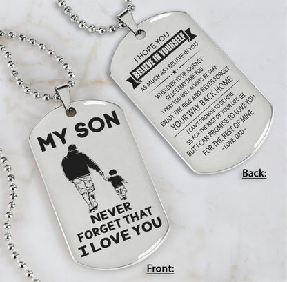 DRB Personalized Double Sided Dog Tag To My Son Never Forget That I Love You - Never Forget Your Way Back Home