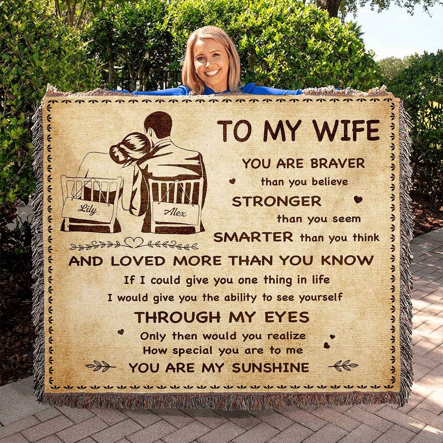 To My Wife Woven Blanket You Are Braver Than You Believe You Are My Sunshine Gift For Your Wife