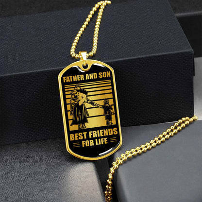 PC-GH Military Chain Silver Plated 18K Gold Plated Father And Son Best Friend For Life Gift For Your Son