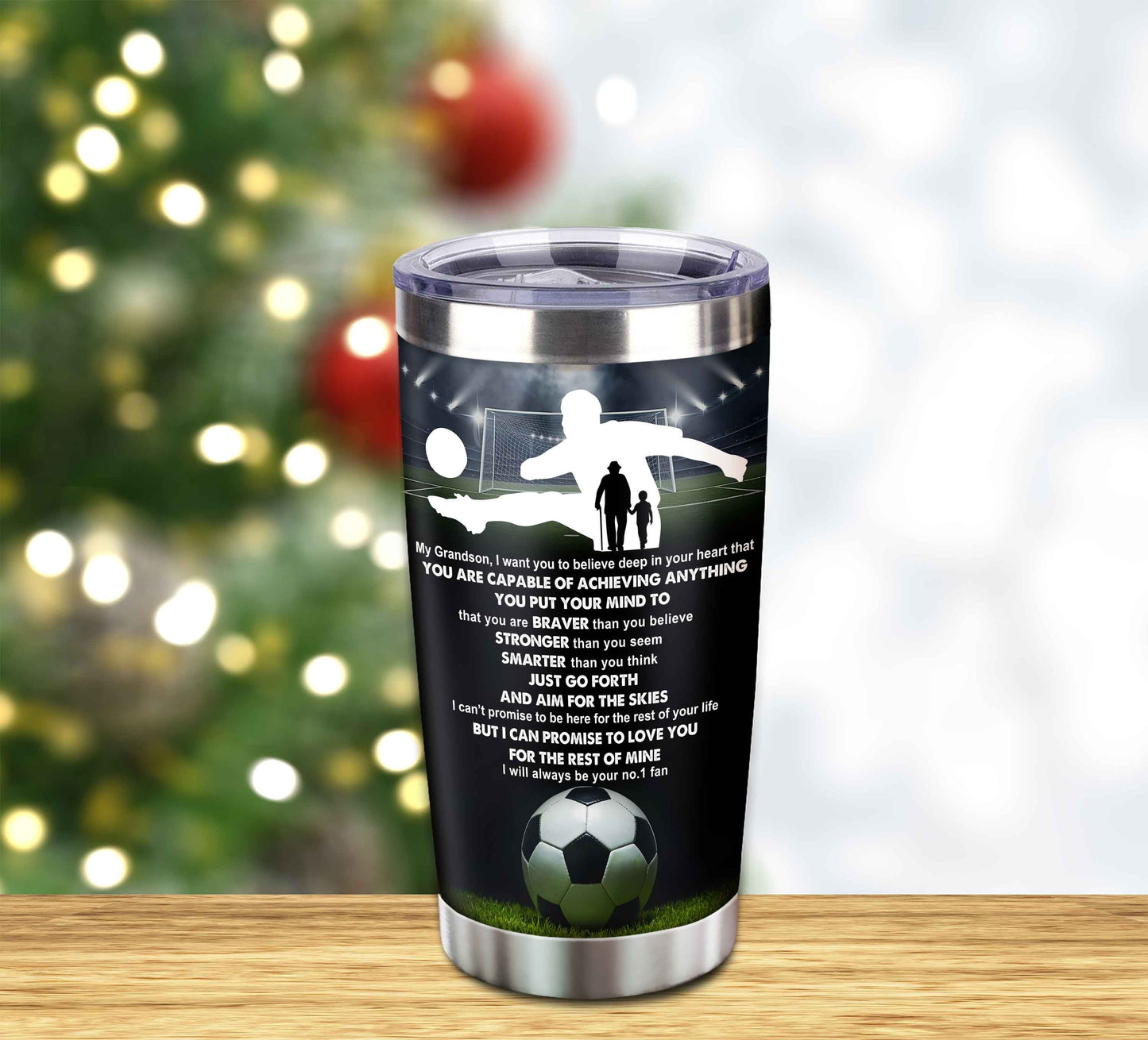 Customizable Tumbler To My Grandson With Inspriration Quotes From Grandpa And Grandma