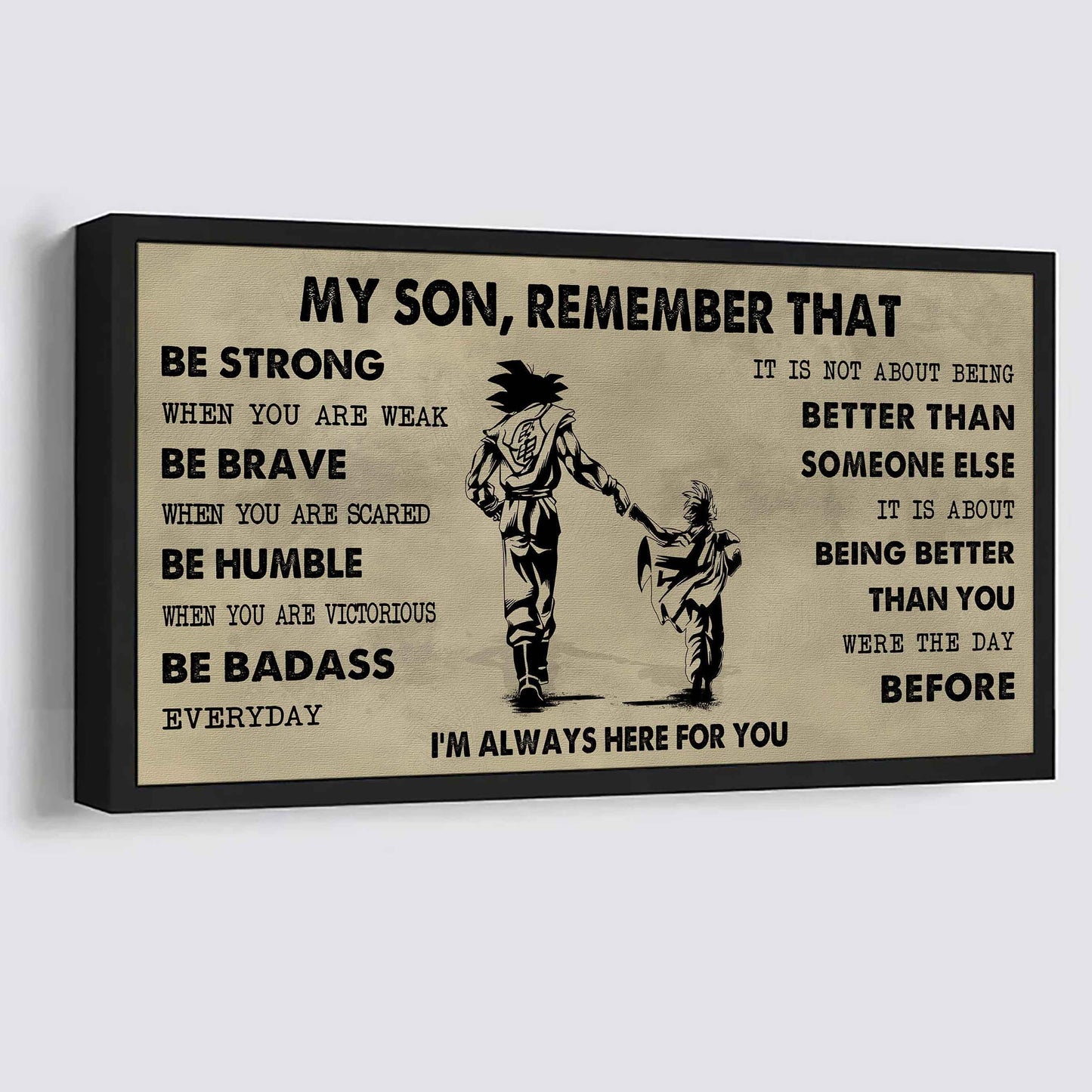 Personalized DRB Poster Canvas - My Son Remember That Be Strong When You Are Weak Be Badass Everyday