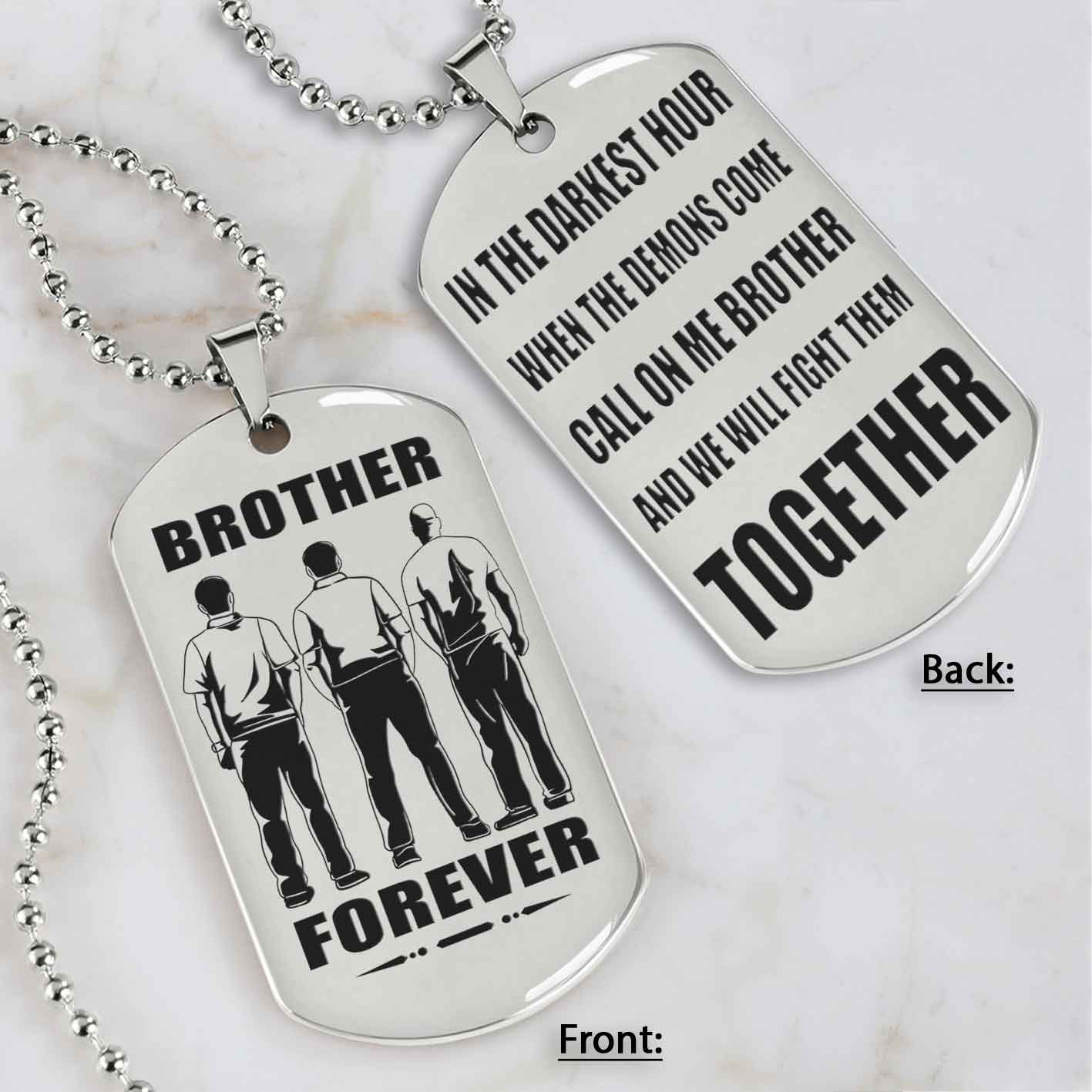 All Team engraved double sided dog tag call on me brother gift for brother dog tag for brother