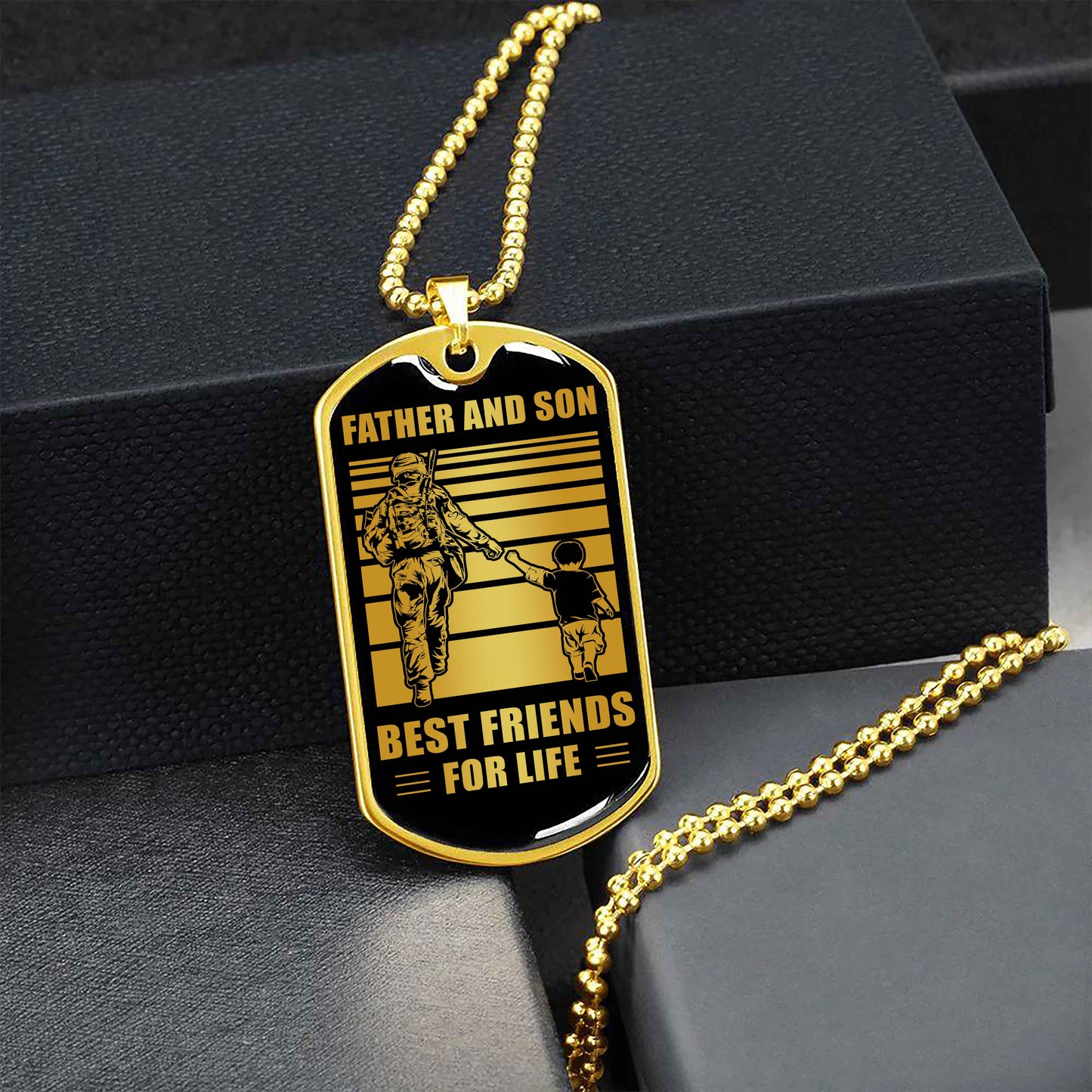 Samurai Military Chain Silver Plated 18K Gold Plated Father And Son Best Friend For Life Gift For Your Son