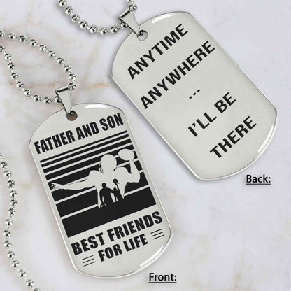 Silver Version Basketball Personalized Double Sided Dog Tag Father And Son Best Friends For Life  Message on the back side
