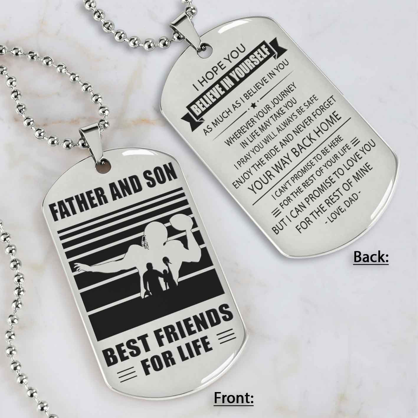 Silver Version Basketball Personalized Double Sided Dog Tag Father And Son Best Friends For Life  Message on the back side