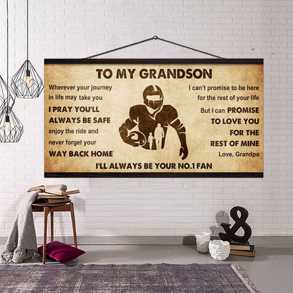 Personalized Sport Poster Canvas I'll Be Your No 1 Fan Grandpa To Grandson - Never Forget Your Way Back Home