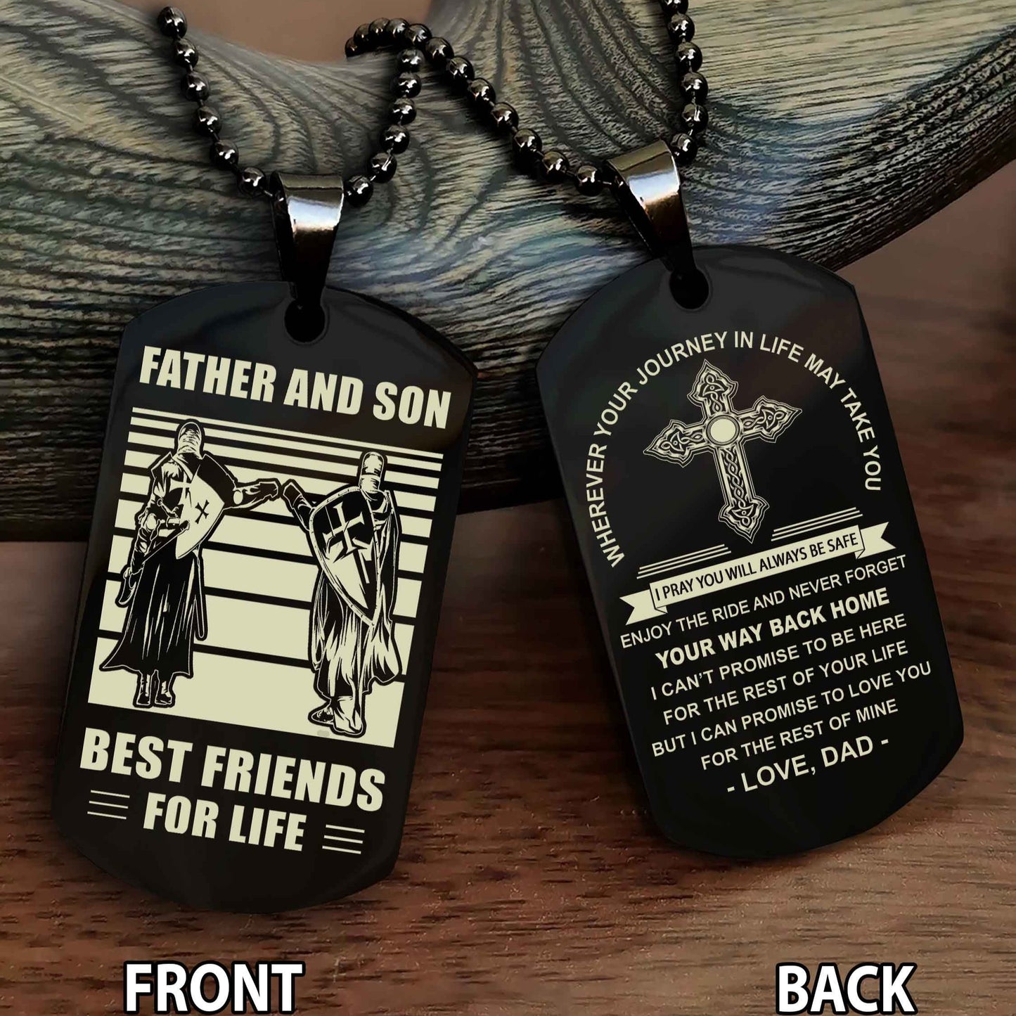 Knight Templar Cross Double Sided Dog Tag Father And Son Best Friend For Life - Gift For Son Never Forget Your Way Back Home