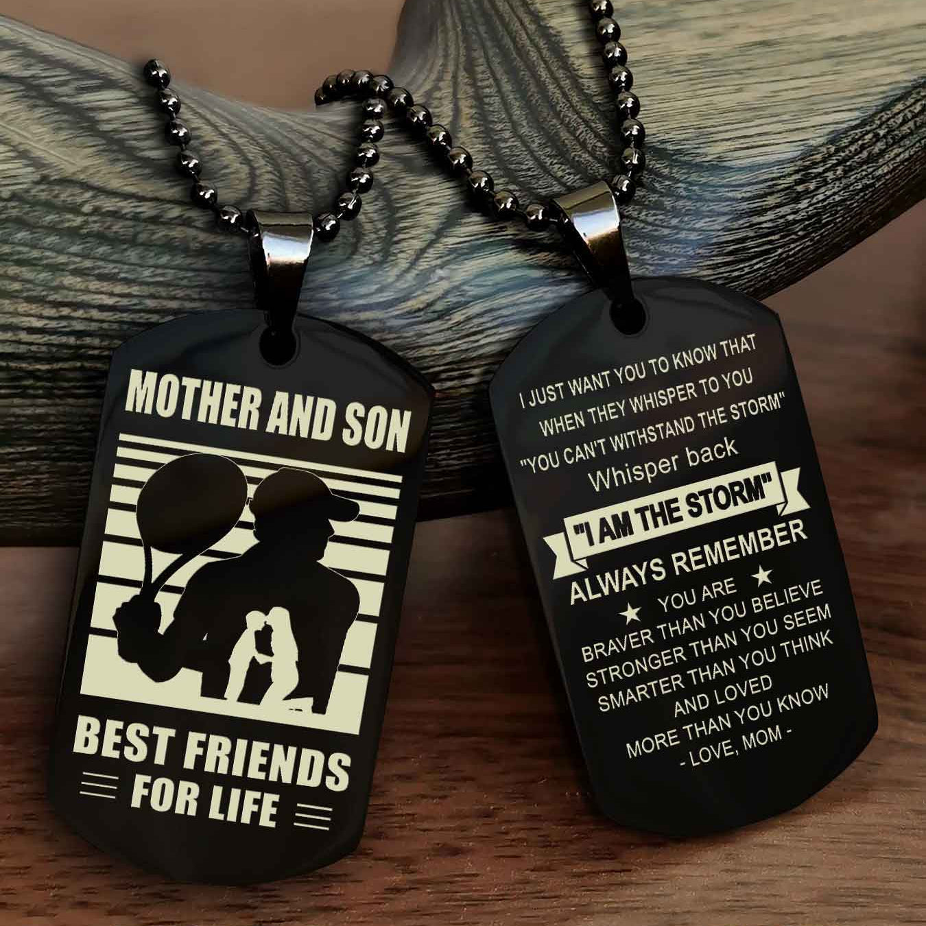 Sport Personalized Double Sided Dog Tag Father And Son Best Friend For Life - Whisper Back I'm The Storm