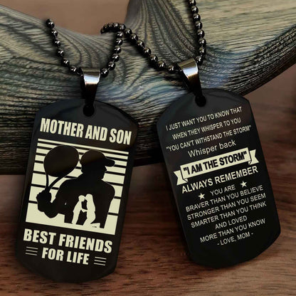 Sport Personalized Double Sided Dog Tag Father And Son Best Friend For Life - Whisper Back I'm The Storm