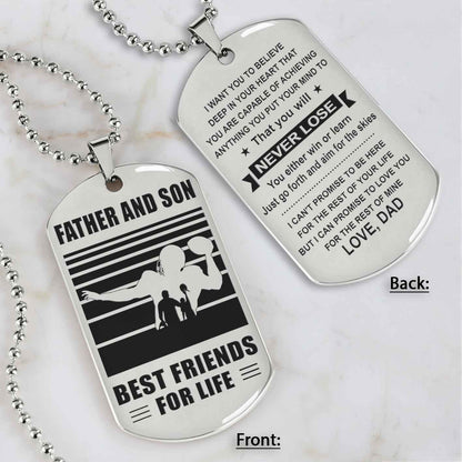 Silver Version Basketball Personalized Double Sided Dog Tag Father And Son Best Friends For Life  Message on the back side