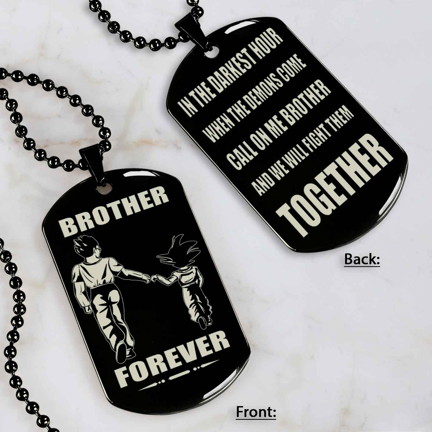 Customizable engraved black dog tag double sided gift from brother, brother forever