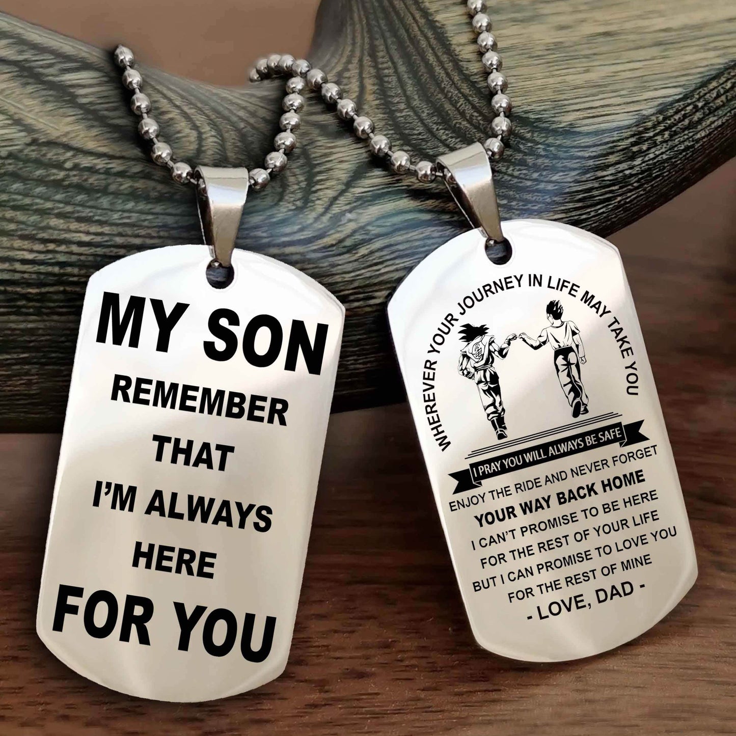 Knight Templar Double Sided Dog Tag My Son Remember That I'm Always Here For You - Enjoy The Ride And Never Forget Your Way Back Home