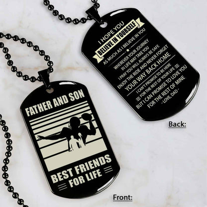 Basketball Personalized Double Sided Dog Tag Father And Son Best Friends For Life Message on the back side New Version