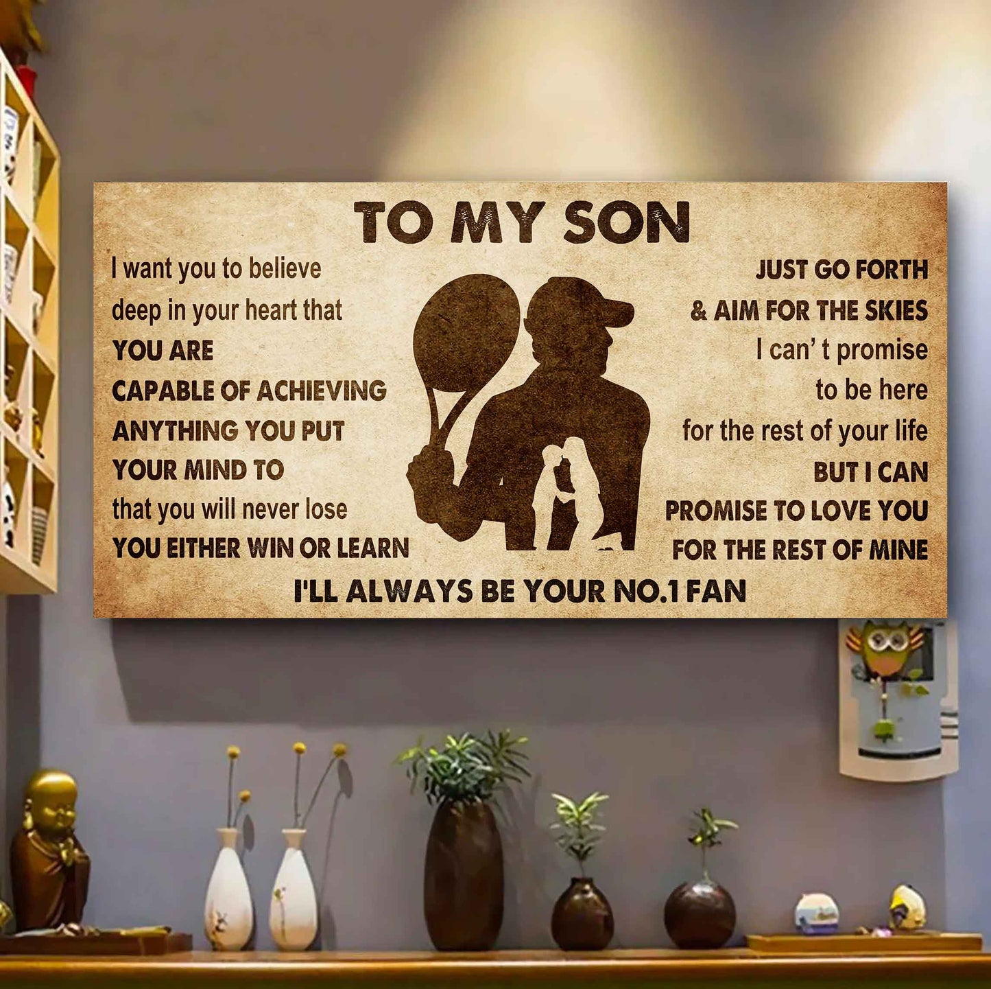 Personalized Sport Poster Canvas I'll Be Your No 1 Fan Mom To Son - You Will Never Losse You Either Win Or Learn