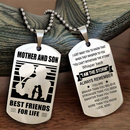 Sport Personalized Double Sided Dog Tag Father And Son Best Friend For Life - Whisper Back I'm The Storm