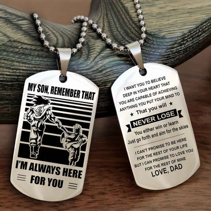 DRB Personalized Double Sided Dog Tag My Son Remember That I Will Always Here You Will Never Lose You Either Win Or Learn
