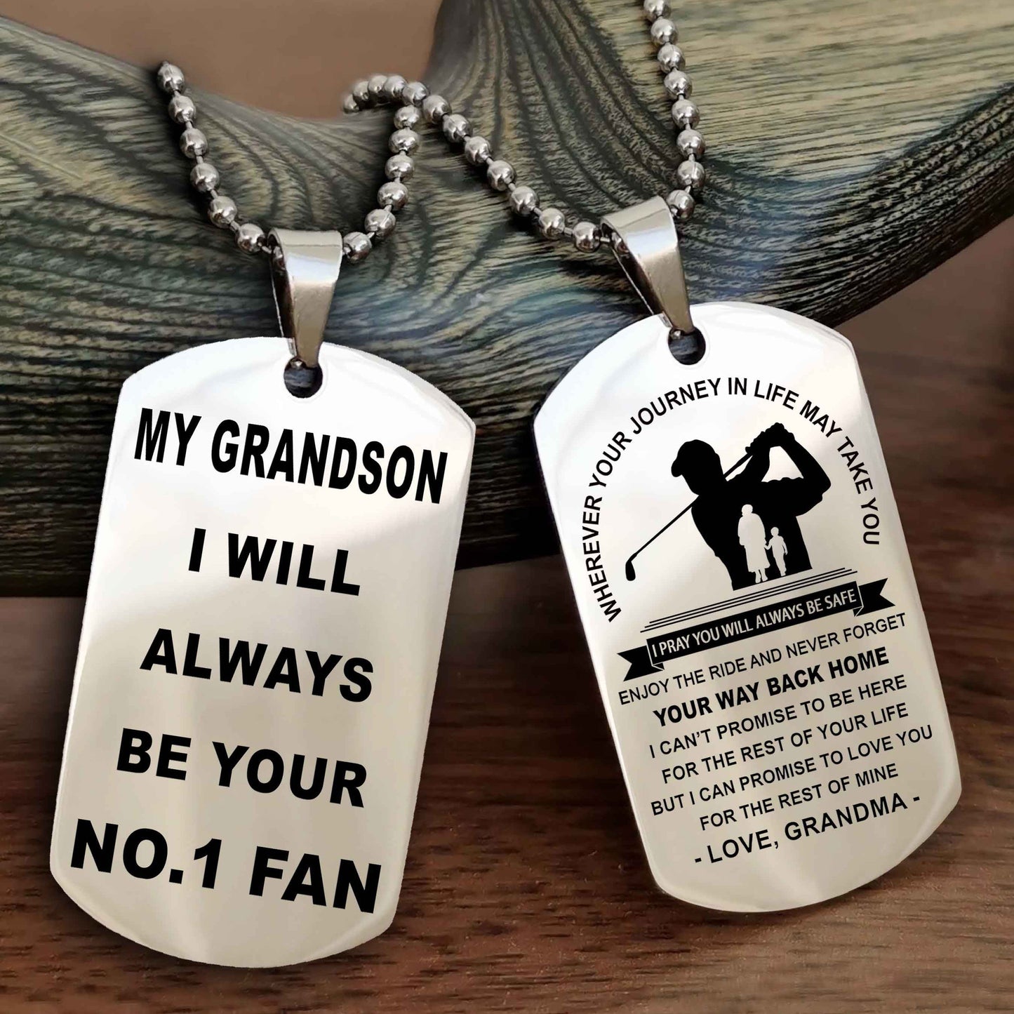 Sport Double Sided Dog Tag To My Son I Will Always Be Your No 1 Fan - Never Forget Your Way Back Home