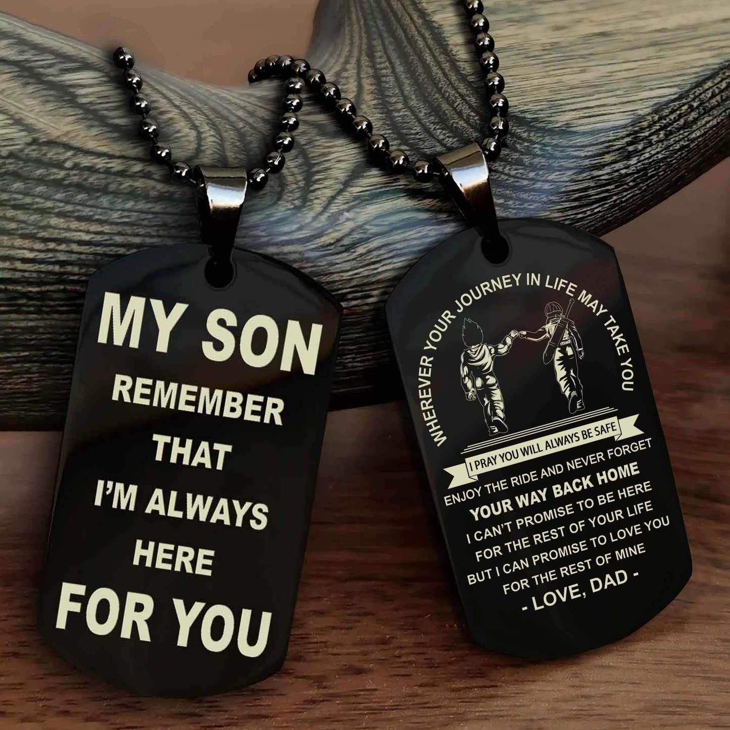 DRB Double Sided Dog Tag My Son Remember That I'm Always Here For You - Enjoy The Ride And Never Forget Your Way Back Home