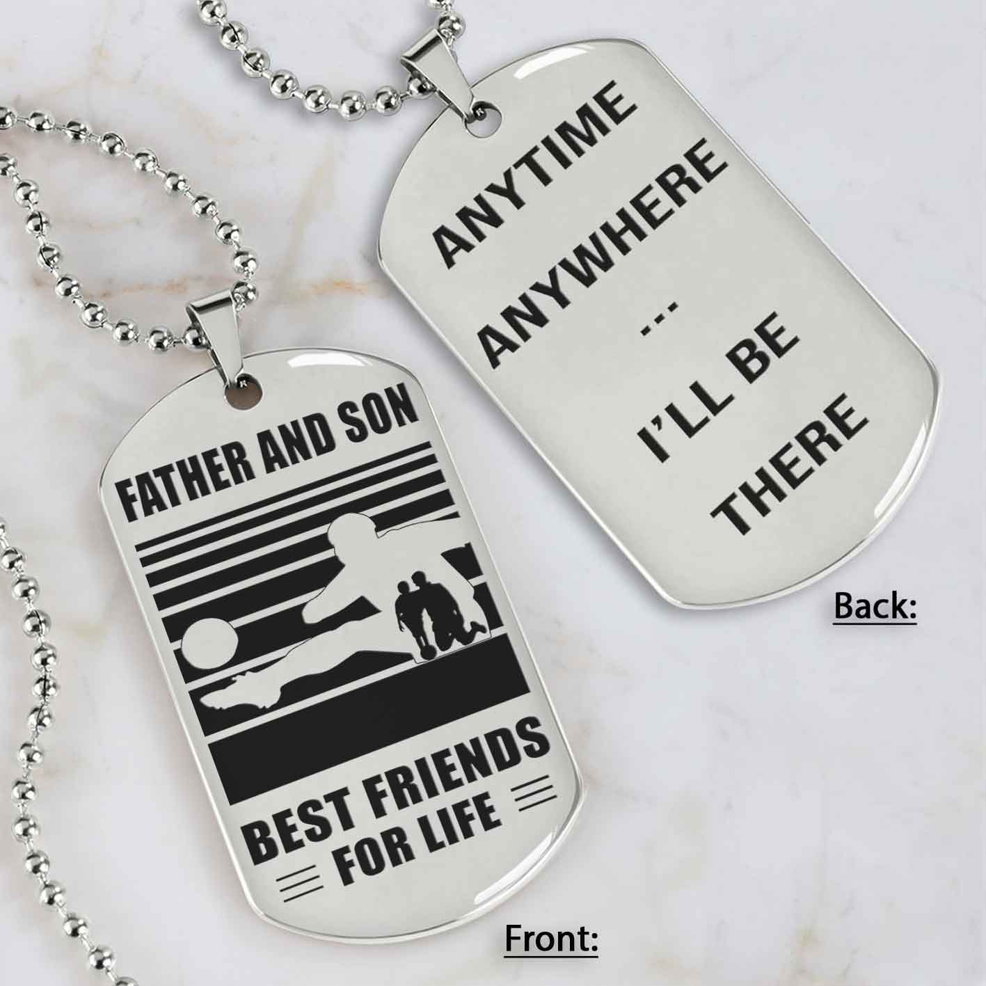 Silver Version Basketball Personalized Double Sided Dog Tag Father And Son Best Friends For Life  Message on the back side