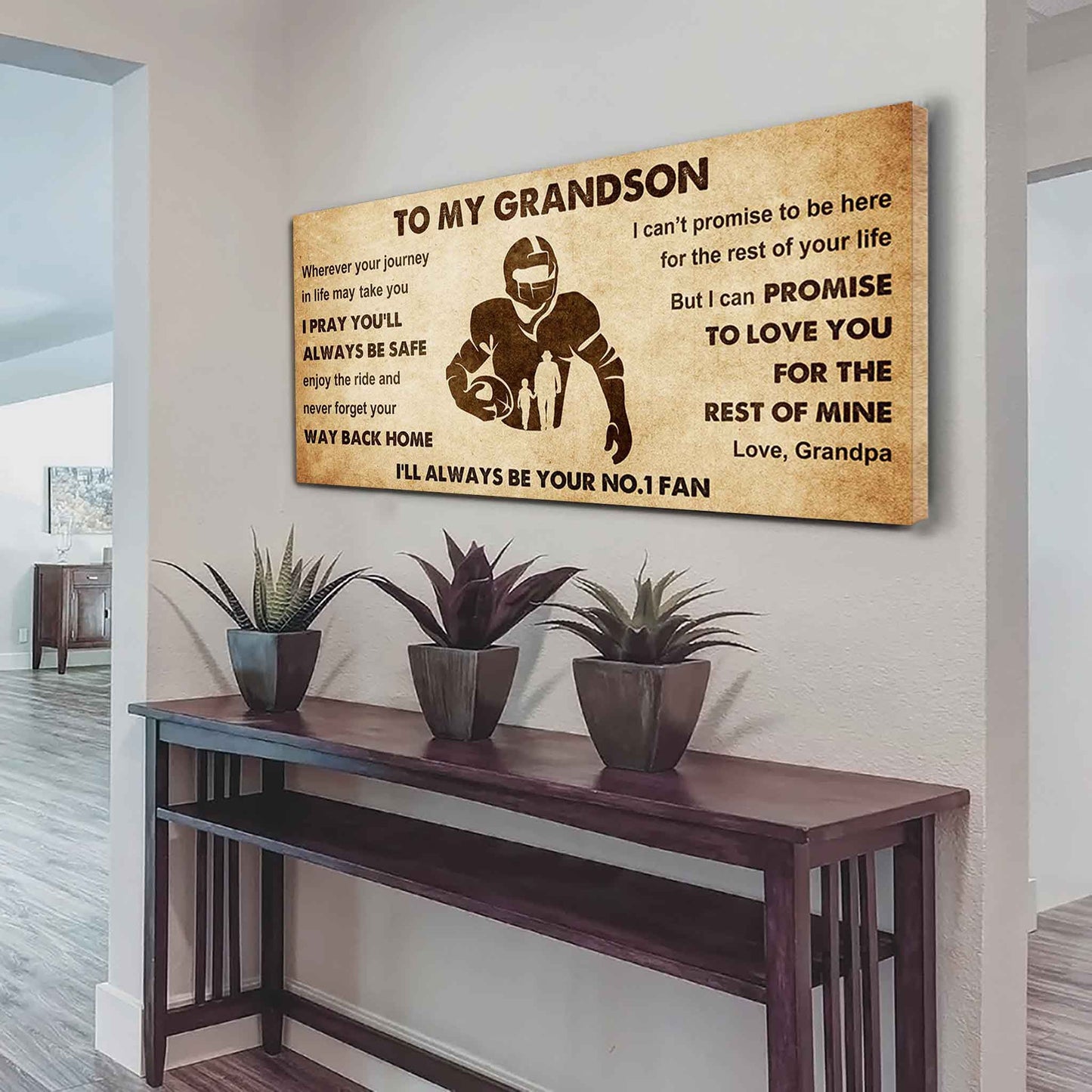 Personalized Sport Poster Canvas I'll Be Your No 1 Fan Grandpa To Grandson - Never Forget Your Way Back Home