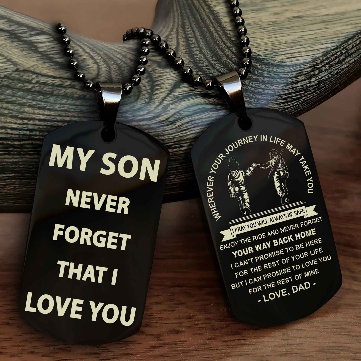 Knight Templar Double Sided Dog Tag To My Son Never Forget That I Love You - Gift For Son Never Forget Your Way Back Home