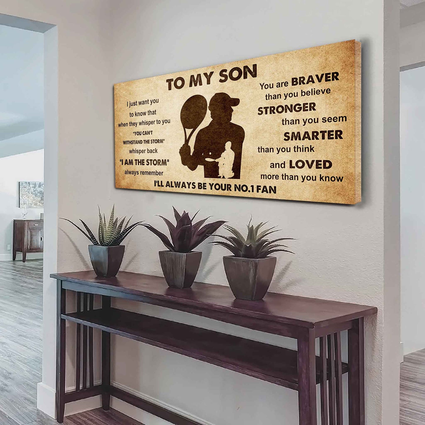 Personalized Sport Poster Canvas I'll Be Your No 1 Fan Dad To Son - Whisper Back I'm The Storm