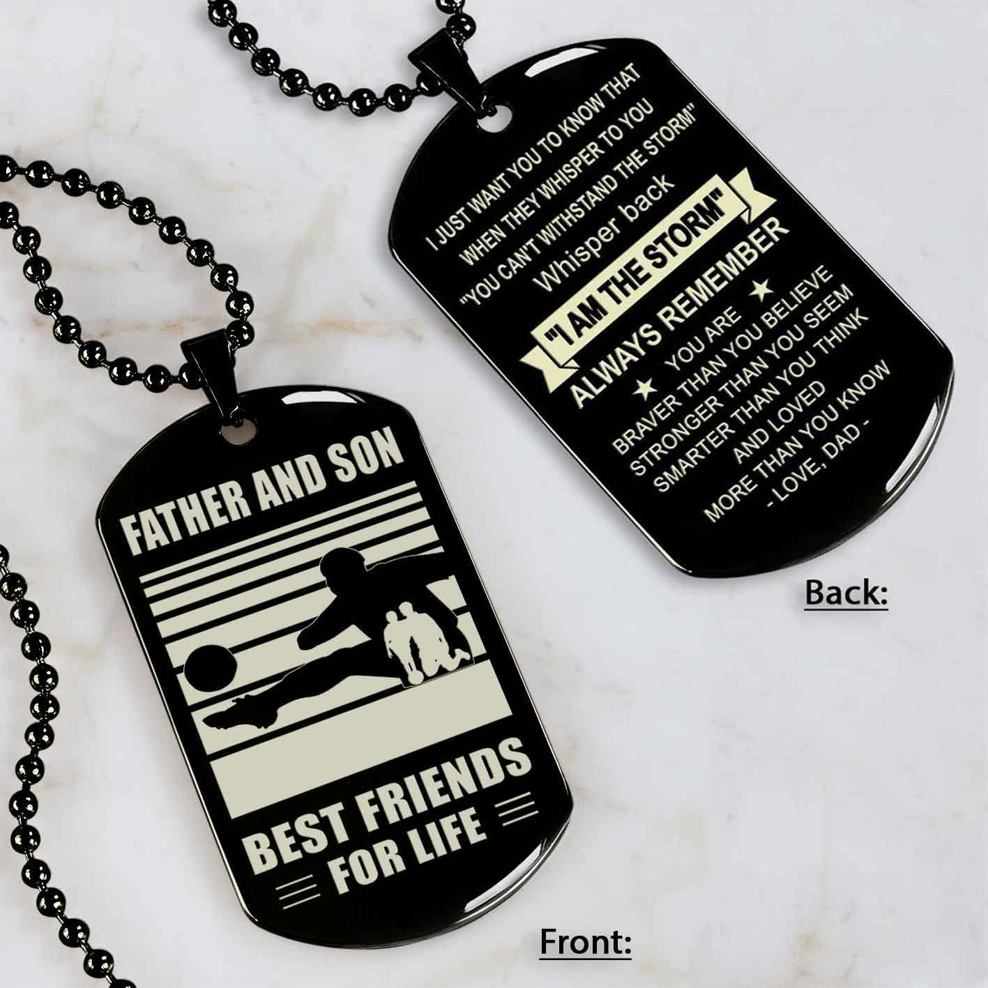 Basketball Personalized Double Sided Dog Tag Father And Son Best Friends For Life Message on the back side New Version