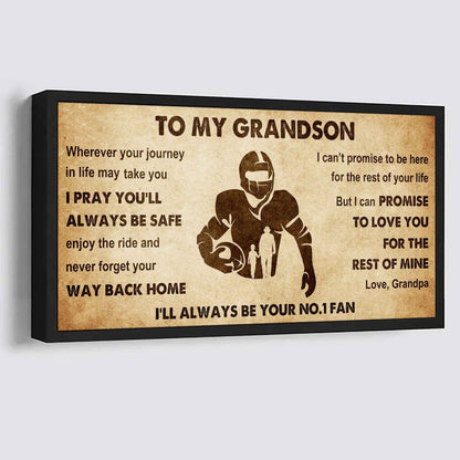 Personalized Sport Poster Canvas I'll Be Your No 1 Fan Grandpa To Grandson - Never Forget Your Way Back Home
