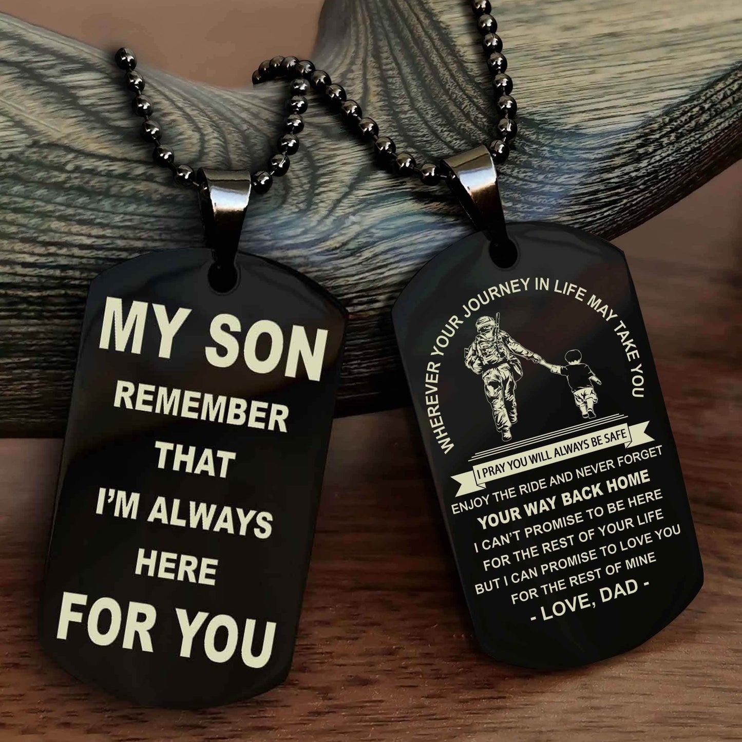 Knight Templar Double Sided Dog Tag My Son Remember That I'm Always Here For You - Enjoy The Ride And Never Forget Your Way Back Home