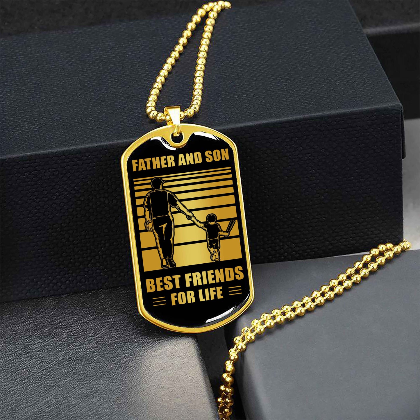 Biker Military Chain Silver Plated 18K Gold Plated Father And Son Best Friend For Life Gift For Your Son