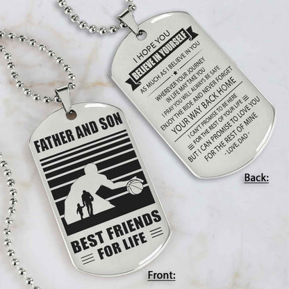 Silver Version Basketball Personalized Double Sided Dog Tag Father And Son Best Friends For Life  Message on the back side